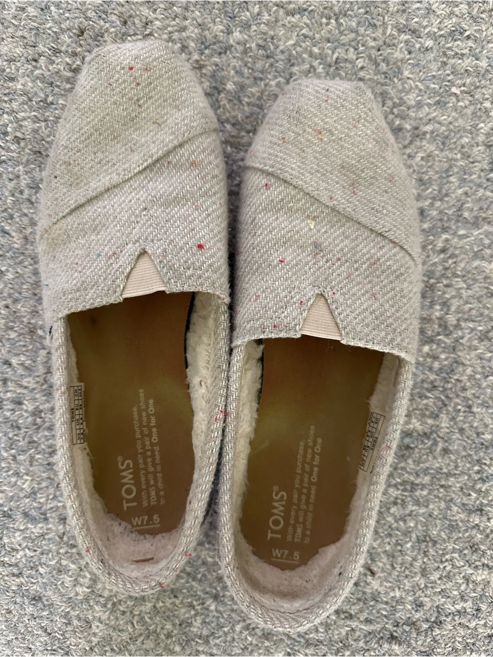 TOMS Cream Speckled Slip-On Flats
